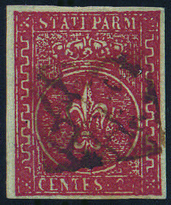 1853/55 Giglio c.25 rosso bruno (8 ... 