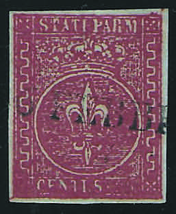 1852 Giglio c.25 rosso bruno (8 ... 