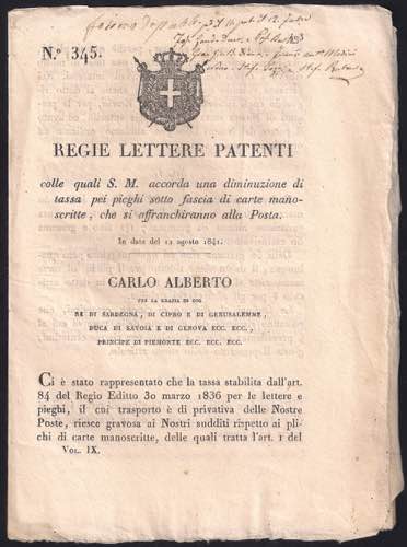 1841 Regie Lettere Patenti di S.M. ... 