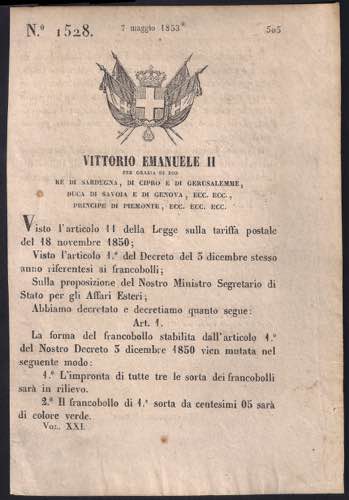 1853 Regio Decreto di S.M. ... 