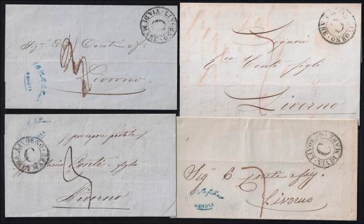 1855/62 Quattro lettere da Genova ... 