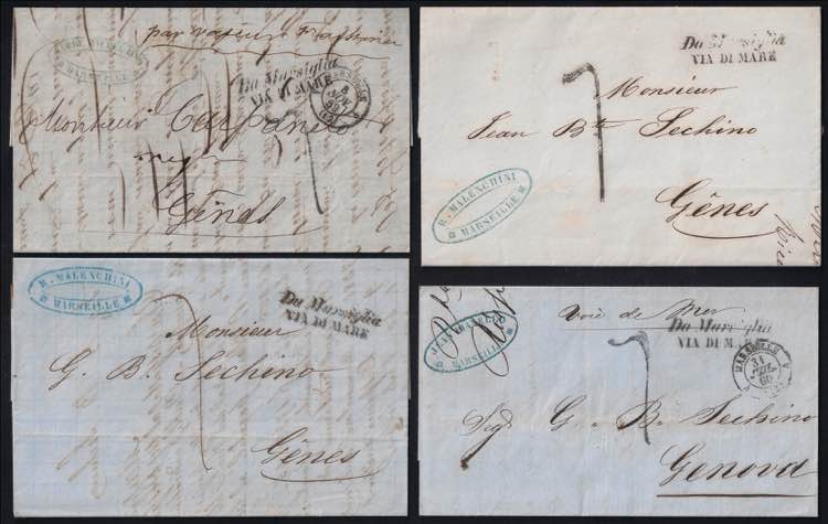 1857/60 lotto di quattro lettere ... 