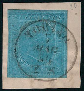 1853 Effigie c.20 azzurro (5 ... 
