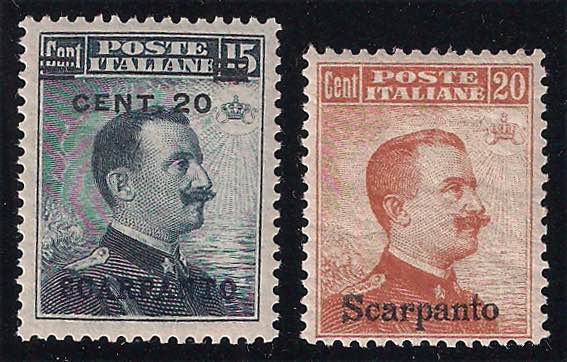 SCARPANTO - 1916/17 Lotto di due ... 
