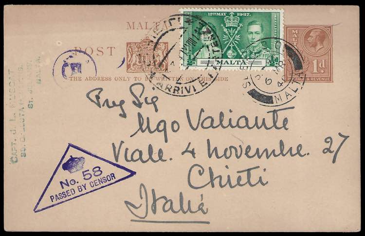 1940 Intero postale per Chieti con ... 
