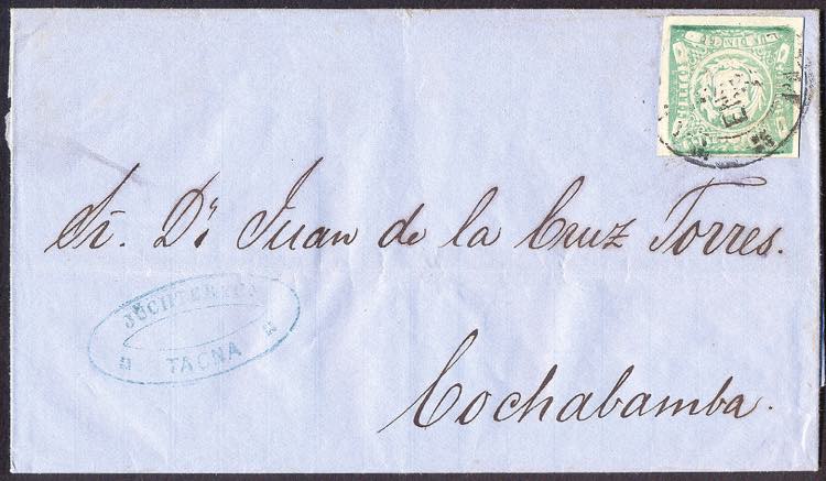 Perù - 1873 Lettera con d.1 verde ... 
