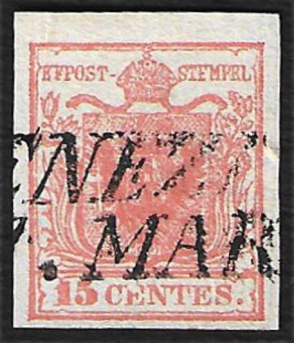 1851 Carta costolata c.15 rosso ... 