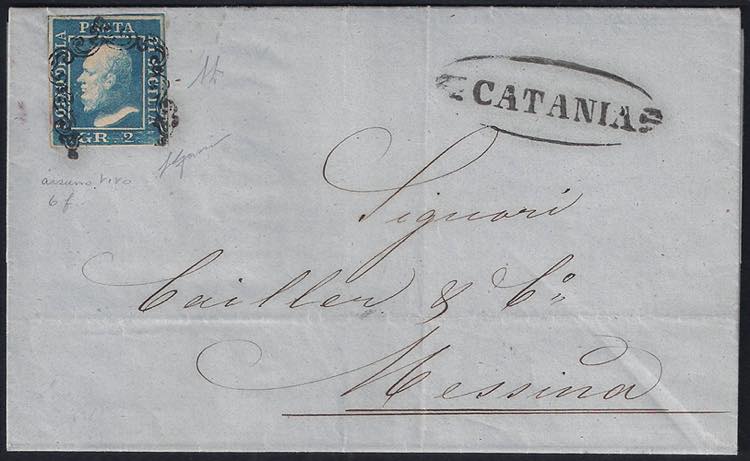 1859 Lettera con gr.2 azzurro vivo ... 