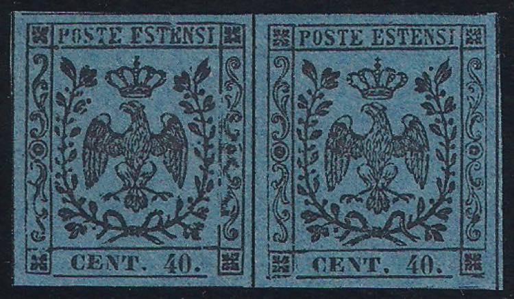 1852 coppia c.40 azzurro scuro con ... 