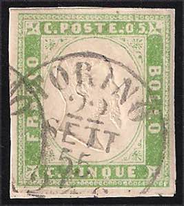 1855 c.5 verde giallo tenue (13 - Ratt. 1a ... 