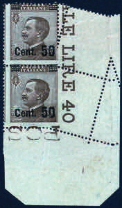 1923/27 Michetti coppia verticale c.50 su 40 ... 