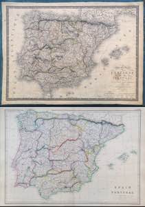 1821/1870 Lotto di due carte di SPAGNA e ... 