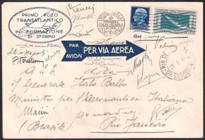 POSTA AEREA - 1930 Crociera translatlantica ... 