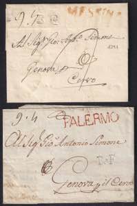 1791/1801 Due Lettere da MESSINA e PALERMO ... 