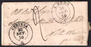 1850 Lettera di piccolo formato con bollo a ... 