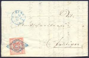 1852 Lettera con r.15 rosso (23) cifre ... 