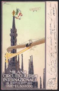 1910 Cartolina Milano Circuito Aereo ... 