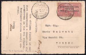 1917 Cartolina postale con Aerea c.25 ... 