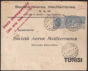 1922 Busta Società Aerea Mediterranea Volo ... 