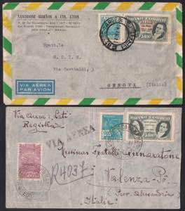 BRASILE - 1941/49 Due lettere via aerea per ... 