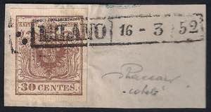 1851 c.30 bruno carta a coste verticali (16 ... 