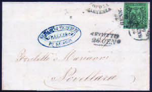 Lettera con c.5 verde (7 cat.5325) annullato ... 