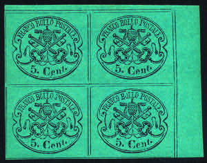 1867 c.5 azzurro verdastro (16) quartina ... 