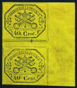 1867 c.40 giallo (19 cat.1200) coppia ... 