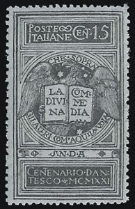 1921 Dante NON EMESSO c.15 grigio (116A ... 