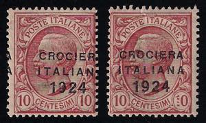 1924 Soprastampa Crociera Italiana spostata ... 