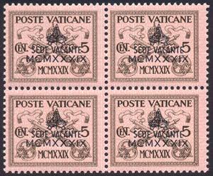 1939 Sede Vacante cpl. 7 val. in quartine ... 