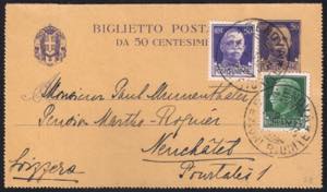 Biglietto Postale Imperiale c.50 violetto su ... 