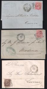 1868/76 Tre lettere per lItalia, due da ... 