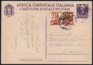 Cartolina postale militare A.O.I. c.15 ... 