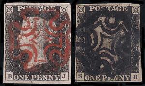 1840 Penny Black due esemplari tav. 1b ... 