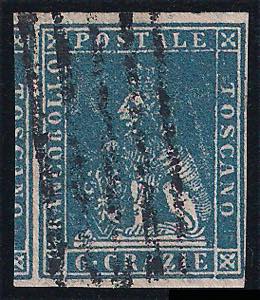 1857 cr.6 azzurro vivo usato (15a cat.500) ... 