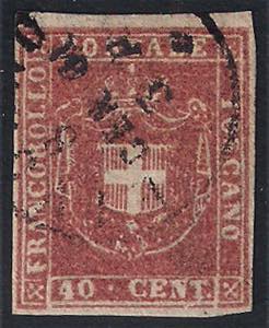 1860 Stemma di Savoia c.40 carminio usato ... 