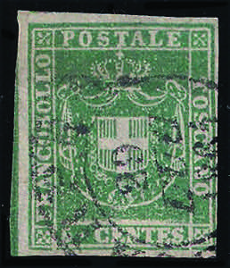 1860 c.5 verde con linea di riquadro ... 