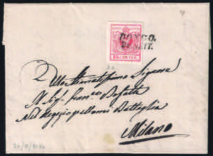Lettera del 1850 da DONGO 20 SET. a Milano ... 