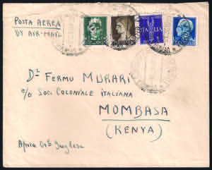 Lettera via aerea per il Kenia daVERONA ... 