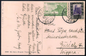 Cartolina del 1926 per la Svizzera da ... 
