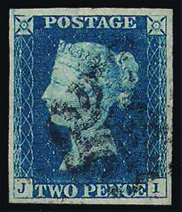 1840 two pence azzurro lettere JI tav.2 con ... 