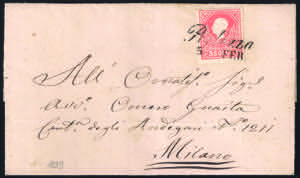 Corsivo PORLEZZA 5 FEB. su lettera del 1859 ... 
