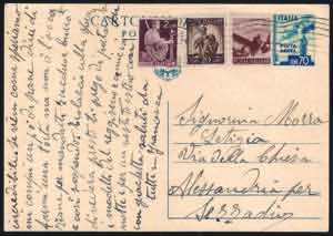 Cartolina postale Aerea L.70 turchino (C100) ... 