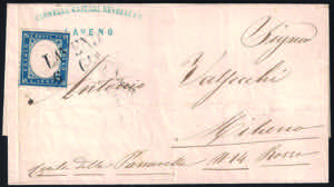 Lettera del 1860 da LAVENO 6 GEN. per Milano ... 
