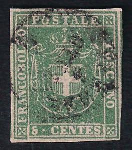 1860 Stemma c.5 verde (18 cat.450) con ... 
