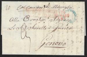 1843/60 Cinque lettere per Genova con bolli ... 
