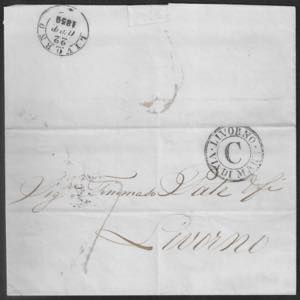 1852/58 Cinque lettere viaggiate per mare, ... 