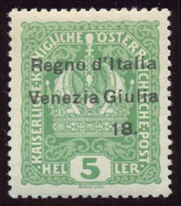 1918 H.5 verde giallo varietà senza 3.XI. ... 