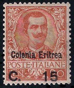 ERITREA - 1905 Floreale c.15 su 20 arancio ... 